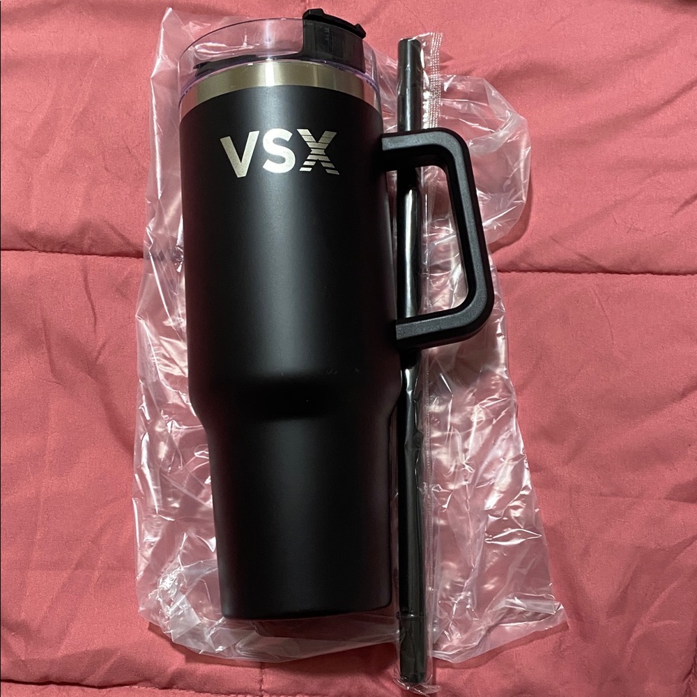 Victoria’s Secret VSX Tumbler Metal Water Bottle w/ Straw in Black | 40 fl oz